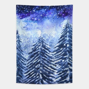 pine forest under galaxy Tapestry