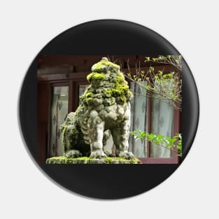 Mossy Statue at a Japanese Shrine Pin
