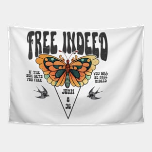 Free Indeed Boho Christian Tapestry