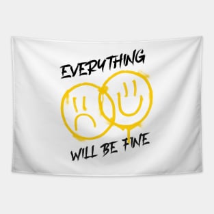 Everything will be fine, smiley, grunge style Tapestry