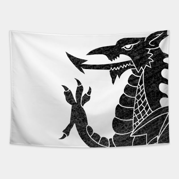 Welsh Dragon Black Tapestry by GAz