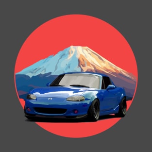 Blue NB Mazda Miata/MX-5 - Mount Fuji Jinba Ittai Roadster Life T-Shirt