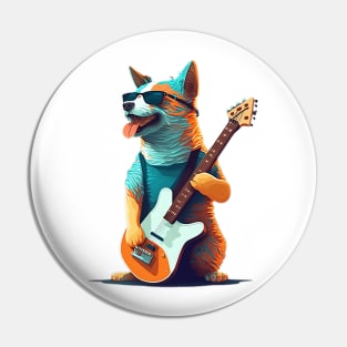 Rockin' Shades: Canine Guitarist Strikes a Pose Pin