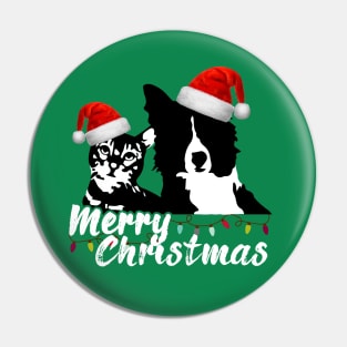Merry Christmas Pet Lovers with Santa Claus Hat Pin