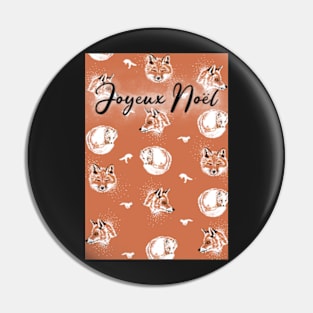 Foxes orange background Christmas card Pin