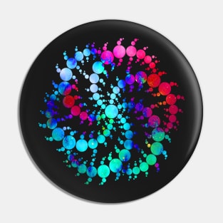 Psychedelic Swirling Circles on Black Background Pin