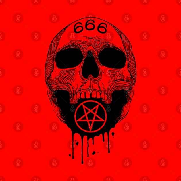 666 skull pentagram by OccultOmaStore