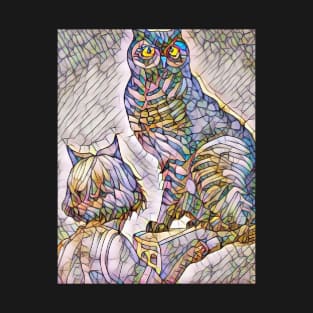 A Cat and An Owl Mosaic Mash-Up T-Shirt