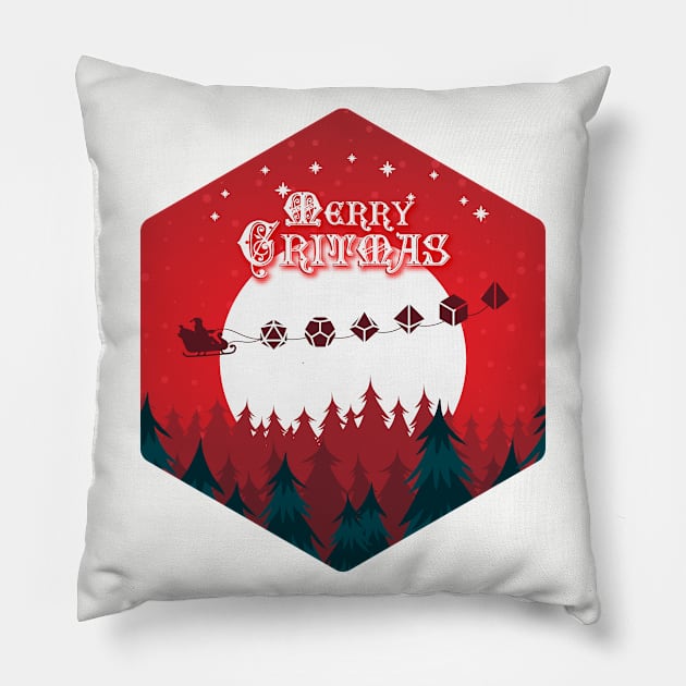 Merry Critmas Santa Sleigh Dice Pillow by OfficialTeeDreams