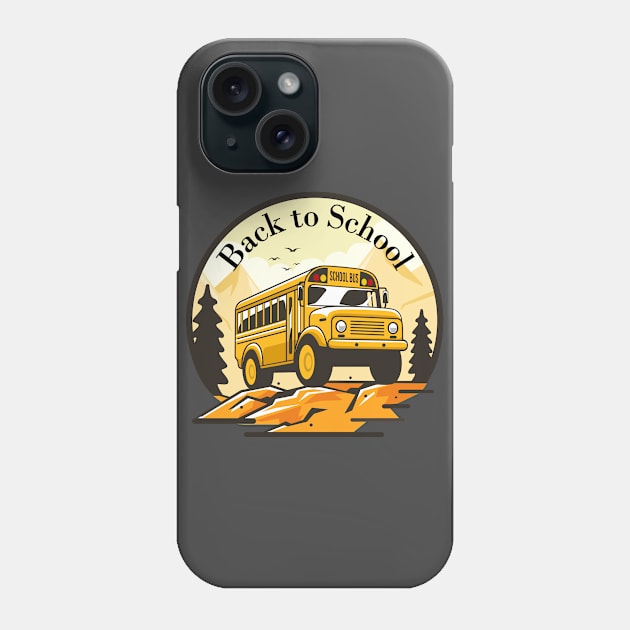 Back to school with bus yellow Phone Case by creative.z