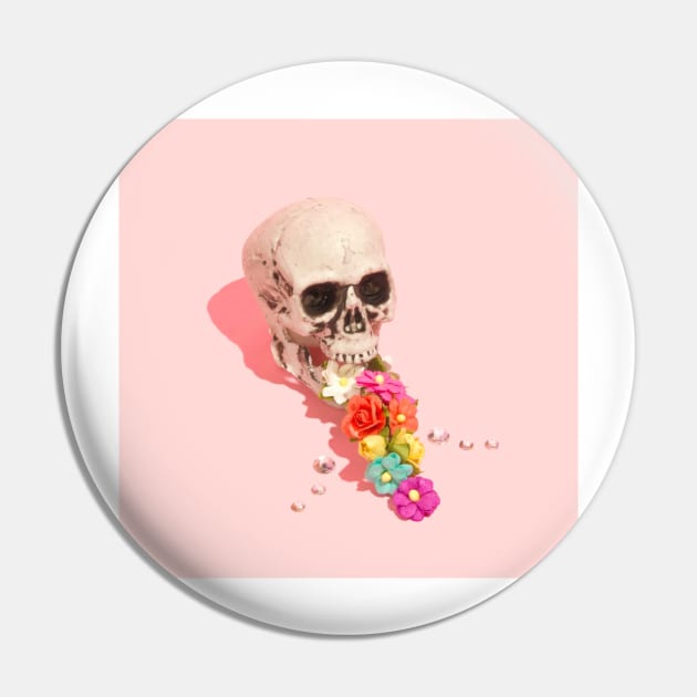 Flower Skull Pin by NoMonkeyB