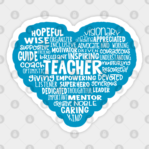 Download Teacher Heart Word Cloud Teacher Aufkleber Teepublic De