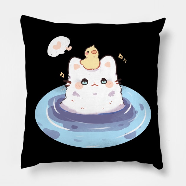 Bath Kitty Pillow by Cremechii
