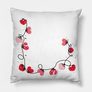 Hearts Valentine's Day doodle hearts border design Pillow