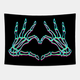 skull hand love Tapestry