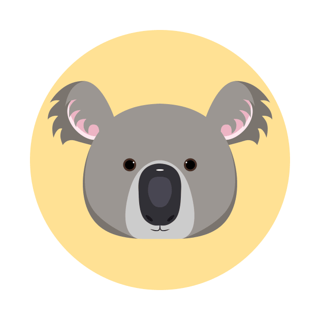 Cute grey koala baby face with yellow background by TinyFlowerArt