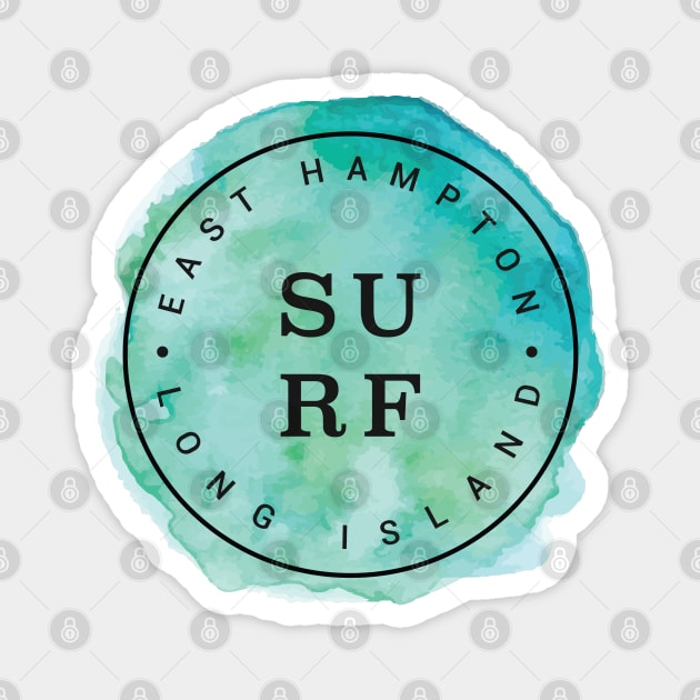 East Hampton, Long Island, Watercolor Surfing Design Magnet by RachelLaBianca