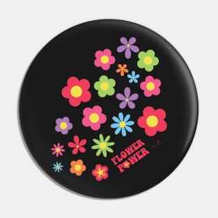 Colorful Flower Power Joyful Flowers Pin