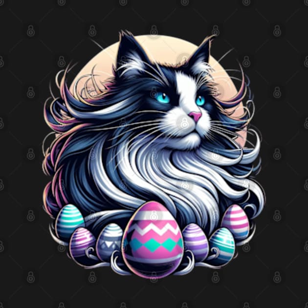 Majestic Tuxedo Easter Anime Retro cat by Malus Cattus