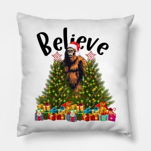 Believe in Big foot Christmas Funny Weird Pillow