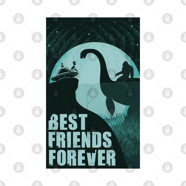 Best Friends Ever - Ufo bigfoot loch ness monster by Tesszero