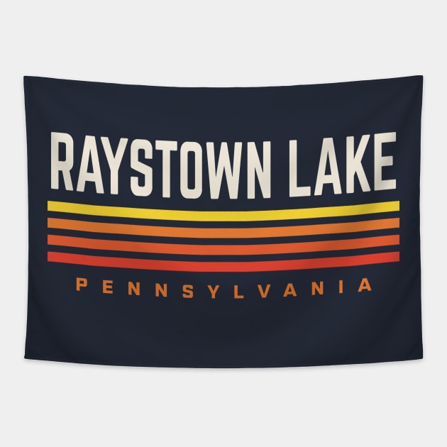 Raystown Lake Pennsylvania Retro Vintage Stripes Tapestry by PodDesignShop