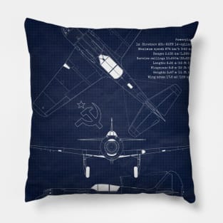 Lavochkin La11 Blueprint Pillow