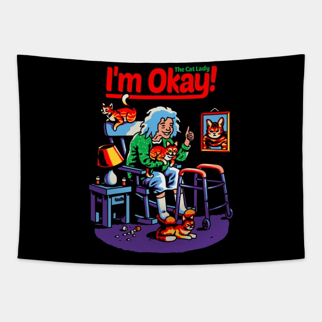 I'm Okay: The Cat Lady Tapestry by metalsan