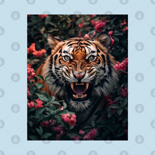Floral Tiger Roar 2 by Shibuz4.art