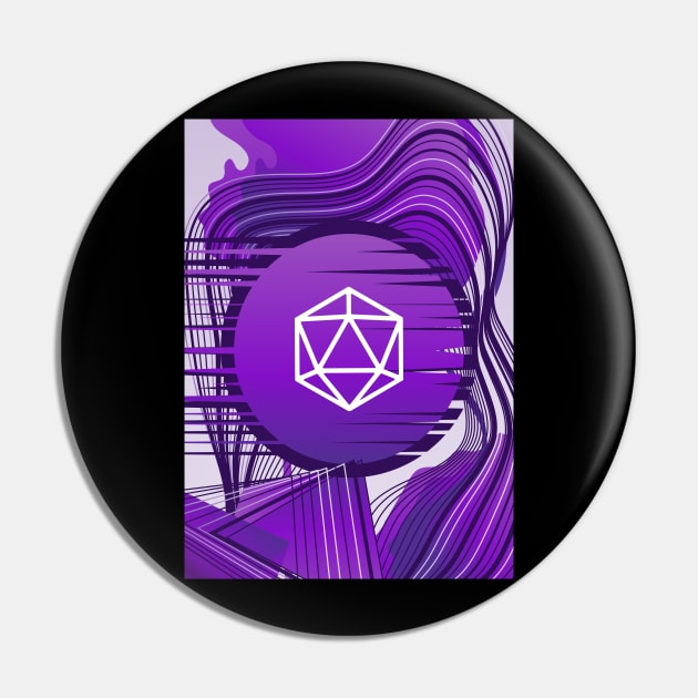 Purple Glitch Polyhedral D20 Dice Tabletop RPG Pin by dungeonarmory