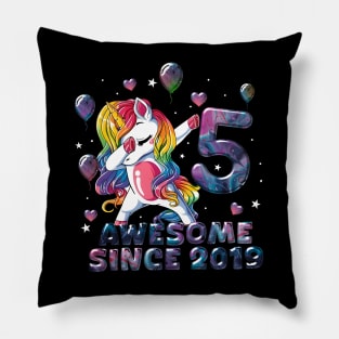 Flossing Unicorn 5 Year Old 5th Birthday Girl Unicorn Party Pillow