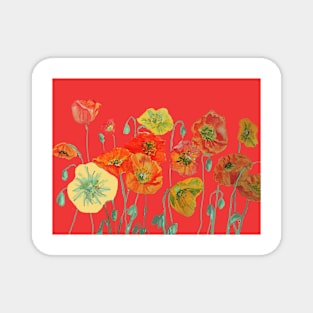 Red Poppy Watercolor Painting Magnet