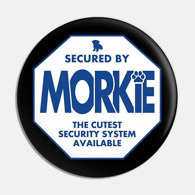 Morkie Security System - White Pin by ZZDeZignZ