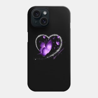 Lupus Awareness Warrior Survivor Purple Butterflies Heart Phone Case