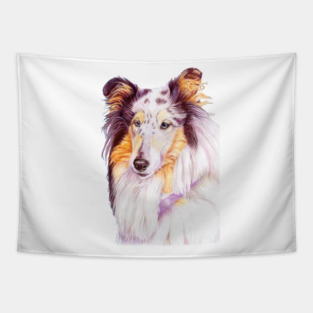 Collie - blue merle Tapestry by doggyshop