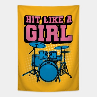 Hit Like a Girl - Funny Drummer Girl Tapestry