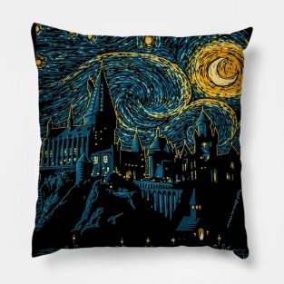 Starry Night Witch House Pillow