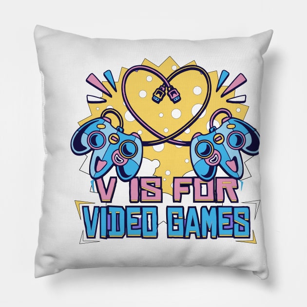 v is for video games #3 Pillow by XYDstore