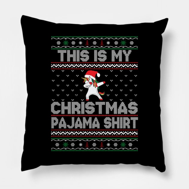 This Is My Christmas Pajama Shirt Unicorn Pillow by DragonTees