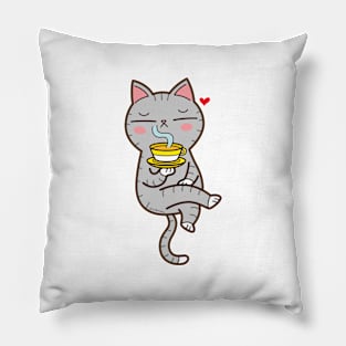 Coffee loving cat Pillow