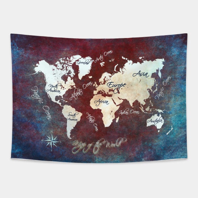 world map text  #map #worldmap Tapestry by JBJart