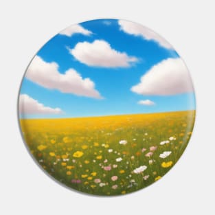 Circular Field of Flowers Pin