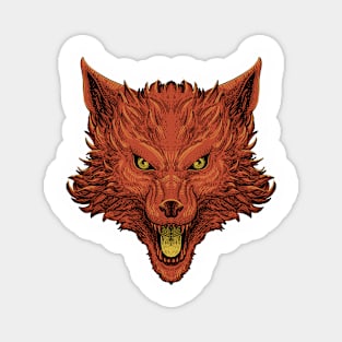 Orange Wolf Head Magnet