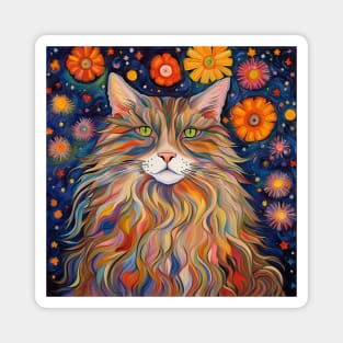 Magical Maine Coon Cat Stargazing Stars In The Night Sky Magnet