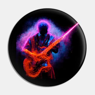 Abstract Neon 80's Heavy Metal Rock Guitarist Pin