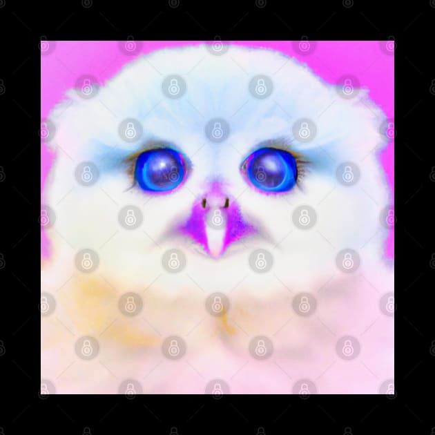 Baby Owl in white Cotton Candy style by Cotton Candy Art