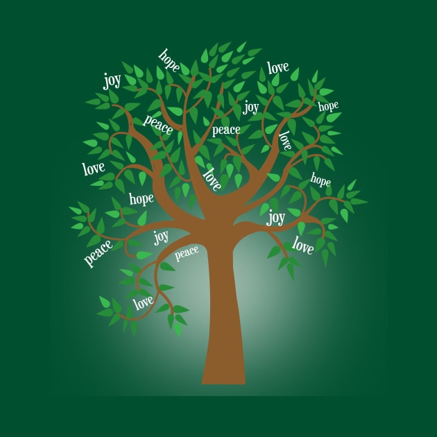 Life tree of hope, love, peace and joy by designInk