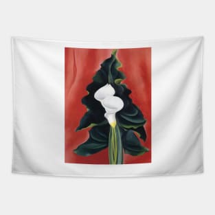 Calla Lilies on Red - georgia okeeffe Tapestry