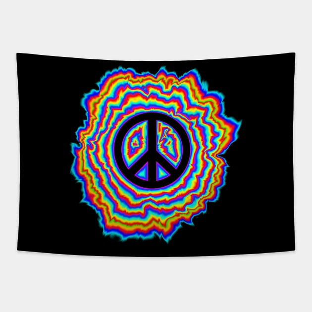 psychedelic peace sign Tapestry by DrewskiDesignz
