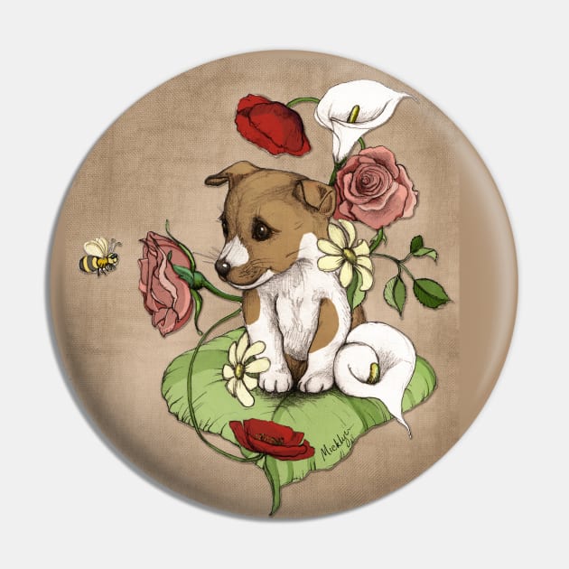 Puppy Posie Pin by micklyn